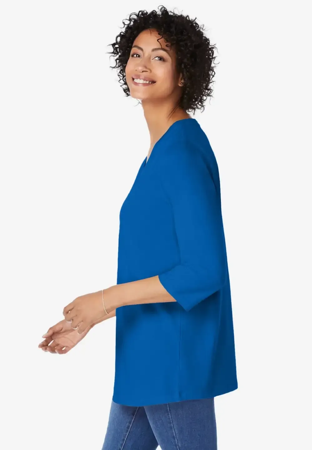 Perfect Three-Quarter Sleeve V-Neck Tunic