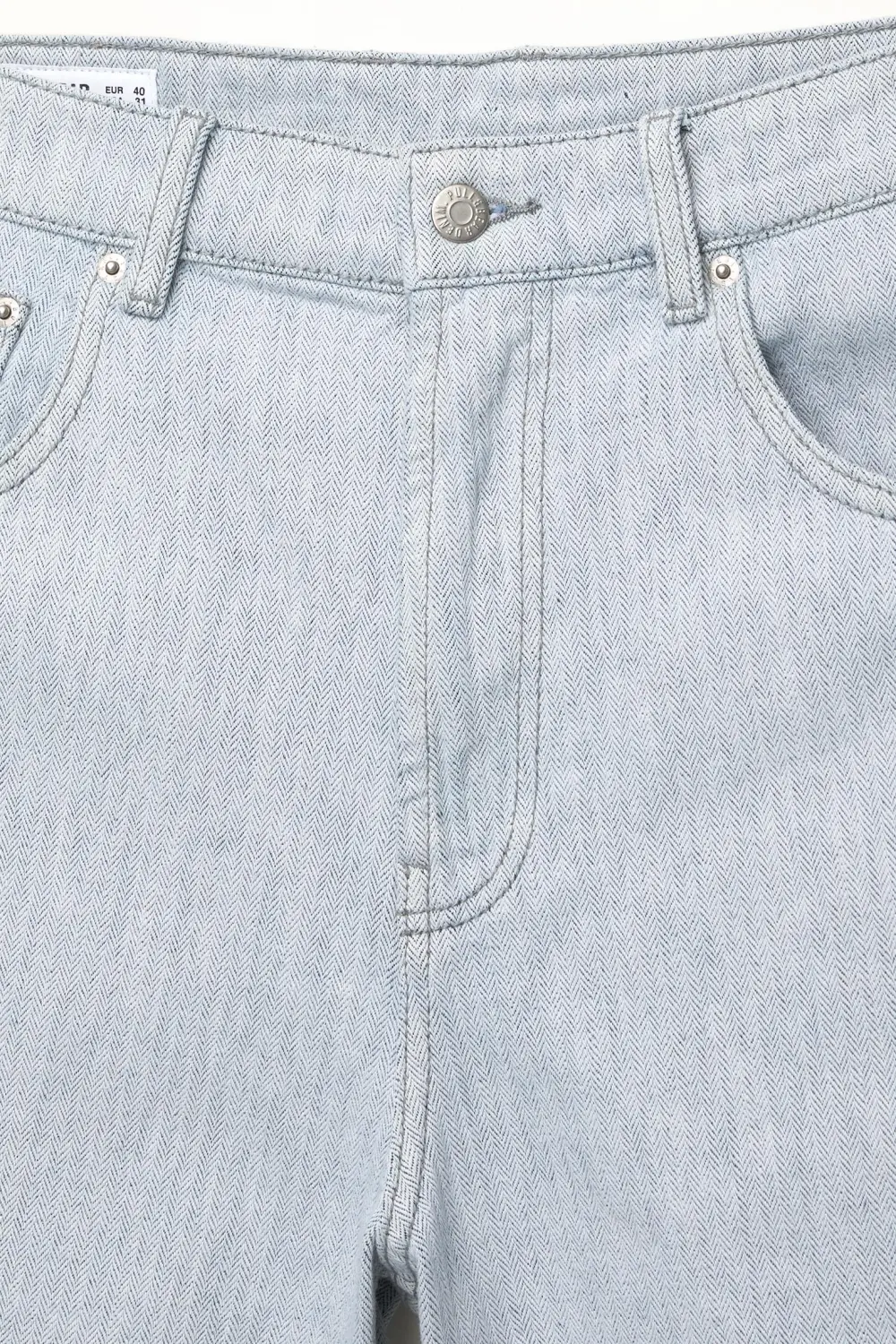 Baggy textured denim Bermuda shorts