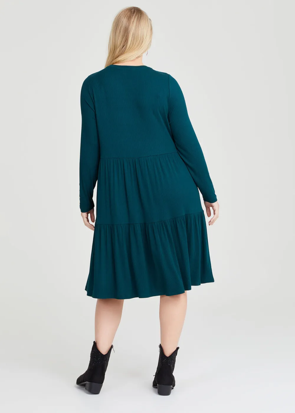 Natural Mini Rib Tiered Dress