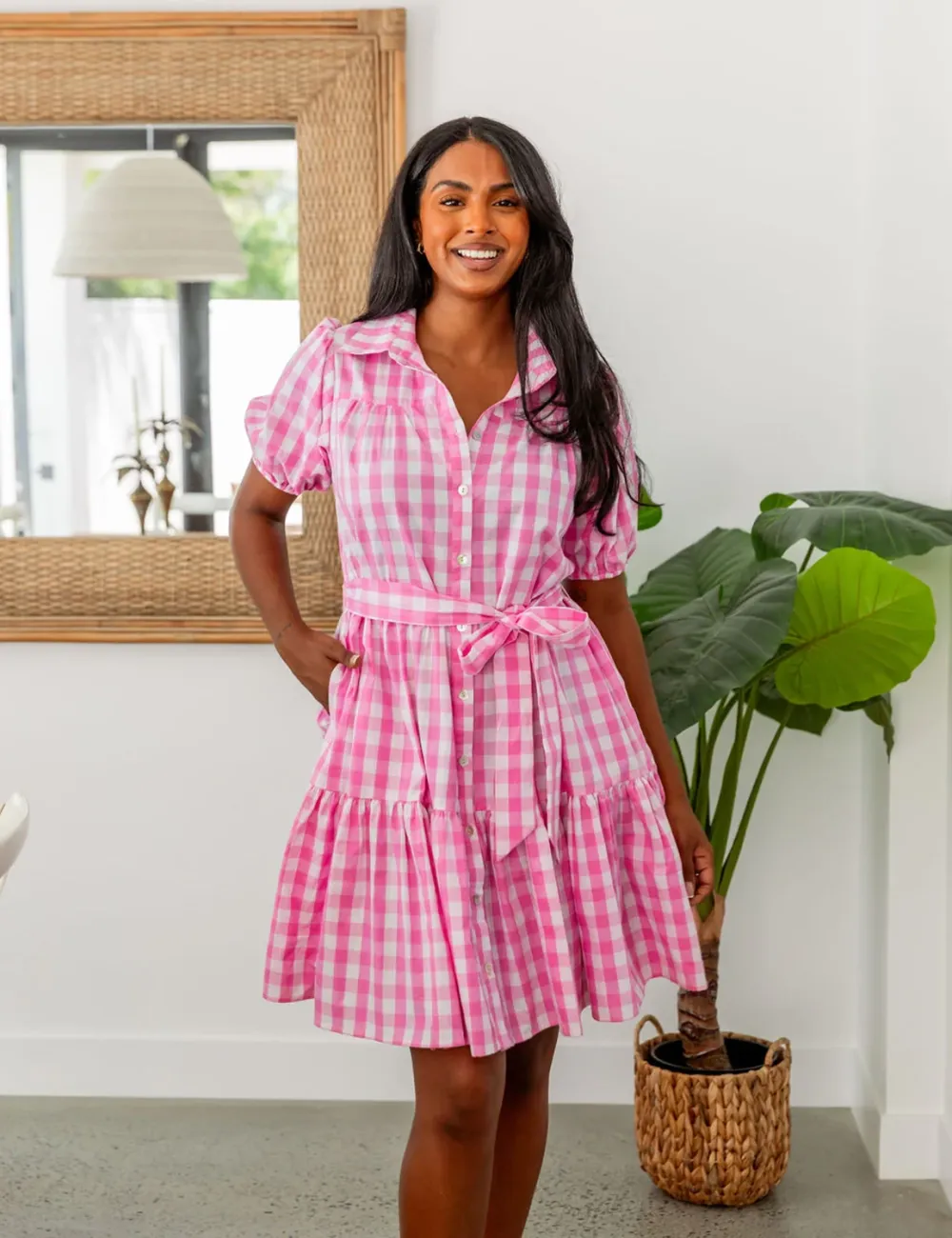 Mali Dress in Pink & White Gingham