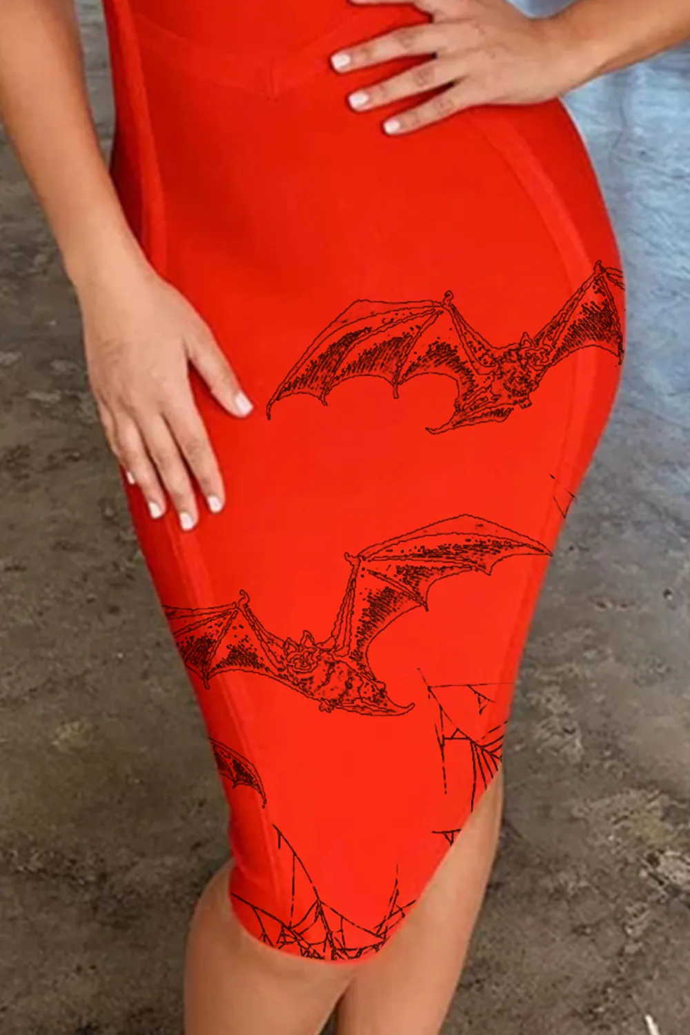 Unique Halter Bandage Bodycon Midi Cocktail Party Dress - Red