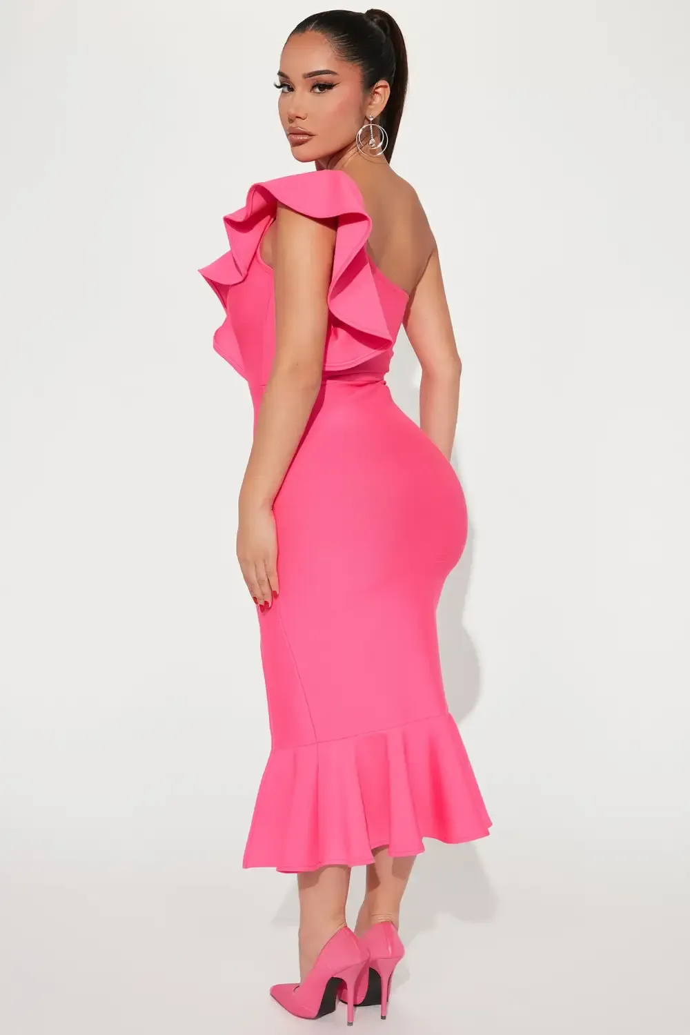 Alaia Bandage Midi Dress - Hot Pink