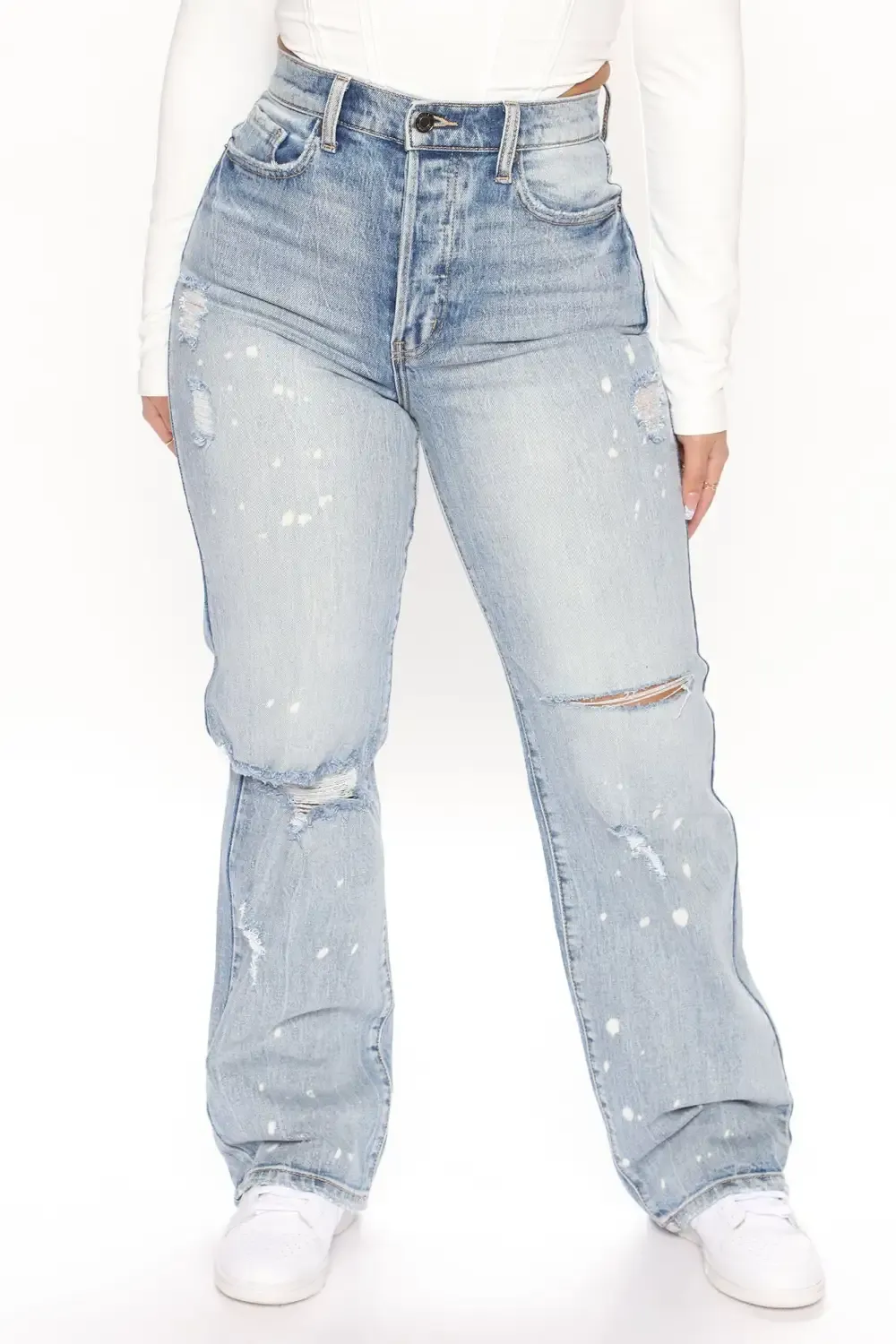 High School Sweetheart 90's Straight Leg Dad Jeans - Vintage Blue Wash