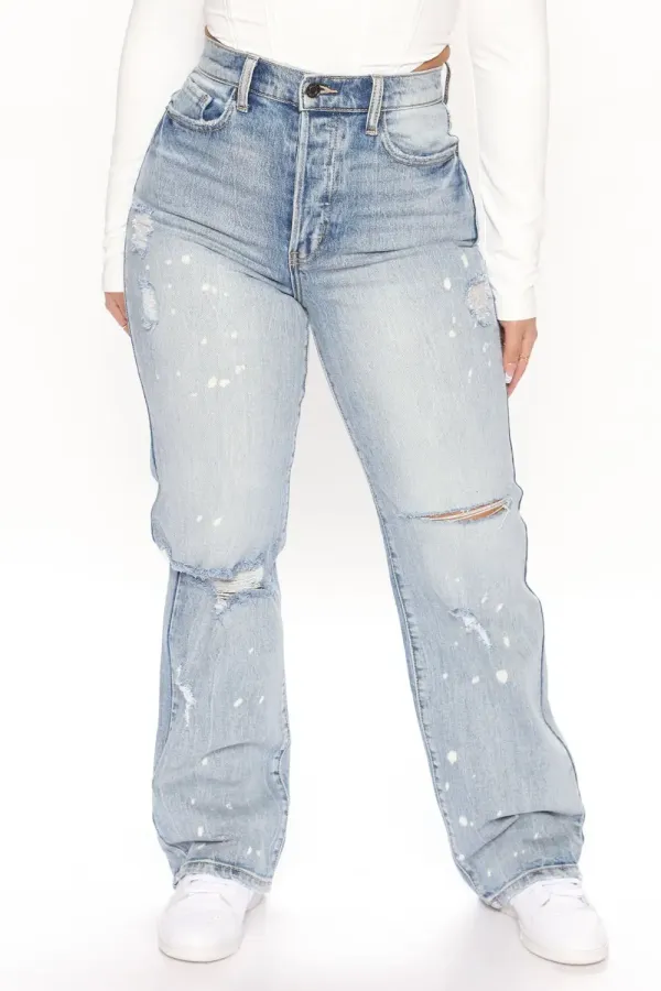 High School Sweetheart 90's Straight Leg Dad Jeans - Vintage Blue Wash
