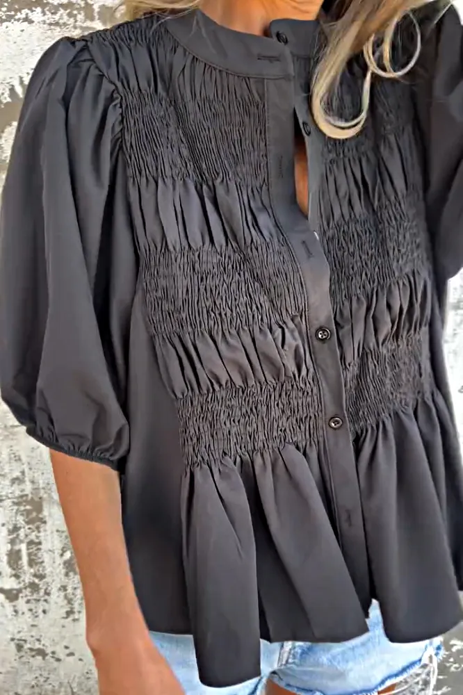 Women's solid color chiffon doll top