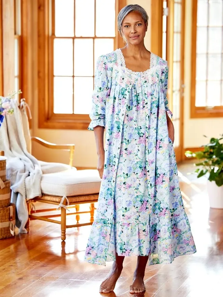 Eileen West Vintage Floral Cotton Lawn Robe