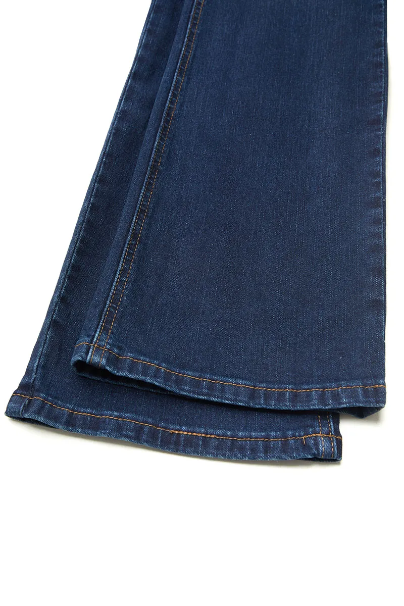 Mid Waist Rhinestone Decor Straight Leg Jeans Without Belt