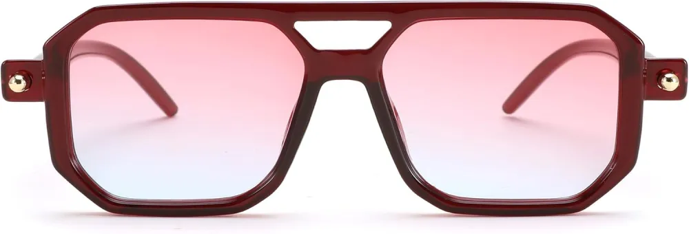 FEISEDY Vintage Square 70s Flat Aviator Sunglasses Women Men Classic Retro Stylish Frame UV400 Sunglasses B2622