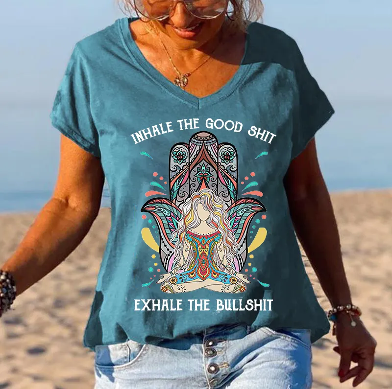 Inhale The Good Shit Printed Hippie Tees