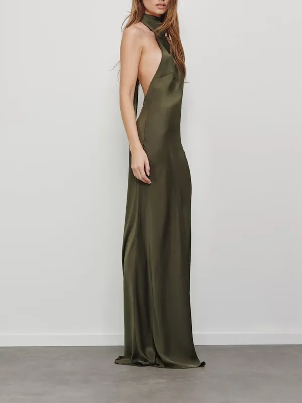 Neckholder Casual Style Sleeveless Dress
