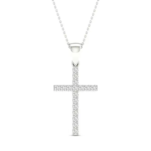 Diamond Cross Necklace 1/5 ct tw Round-Cut Sterling Silver 18