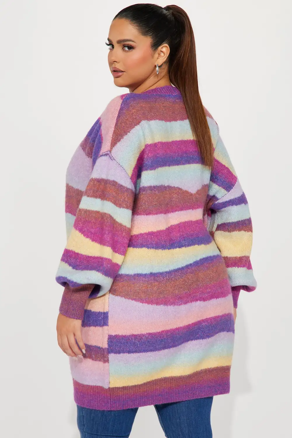 Sunbeam Abstract Striped Cardigan - Purple/combo