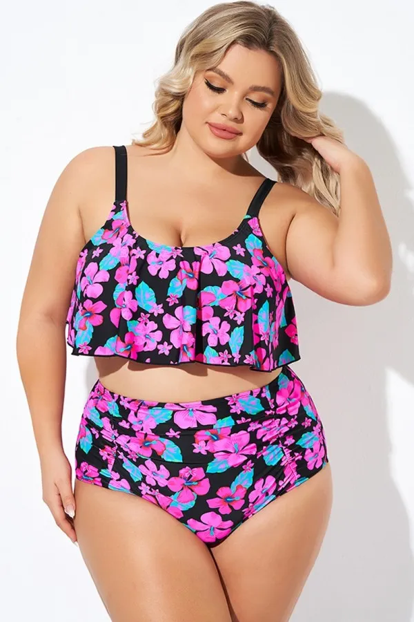 Black Sexy Scoop Neck High Waist Bikini Set