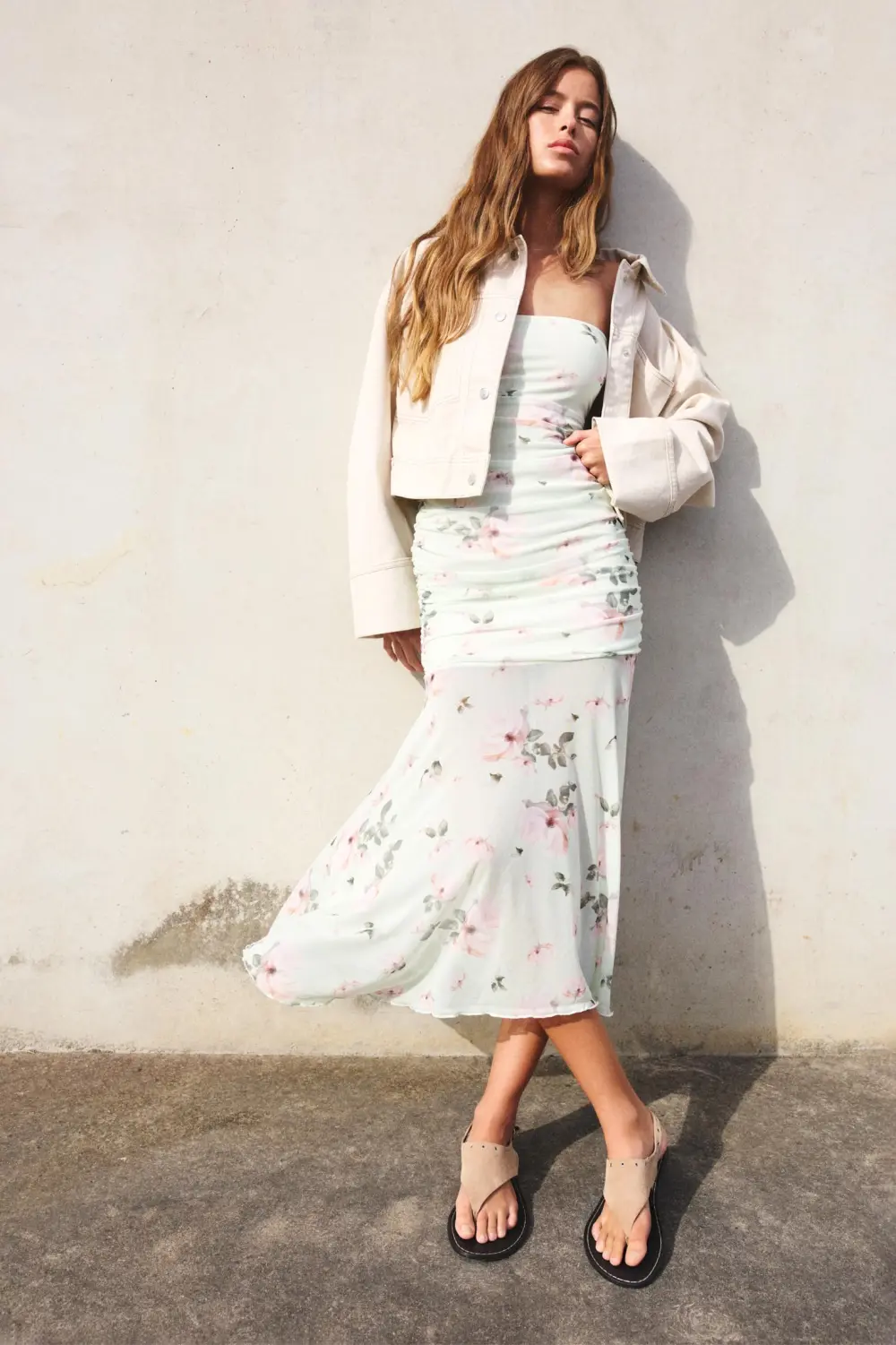 Vestido midi tul flores