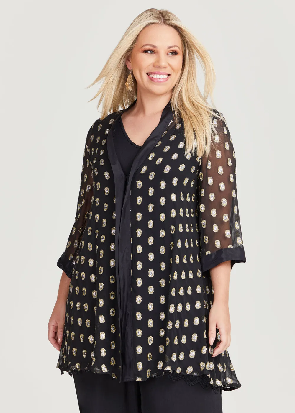 Lurex Spot Long Kimono