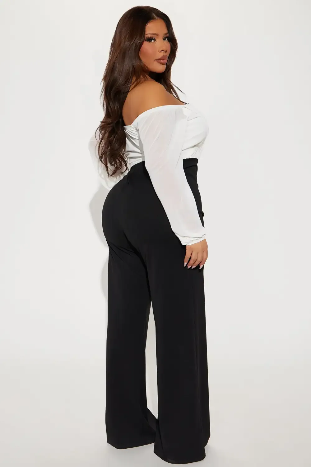 Don't Tell My Ex Off Shoulder Jumpsuit - White/Black