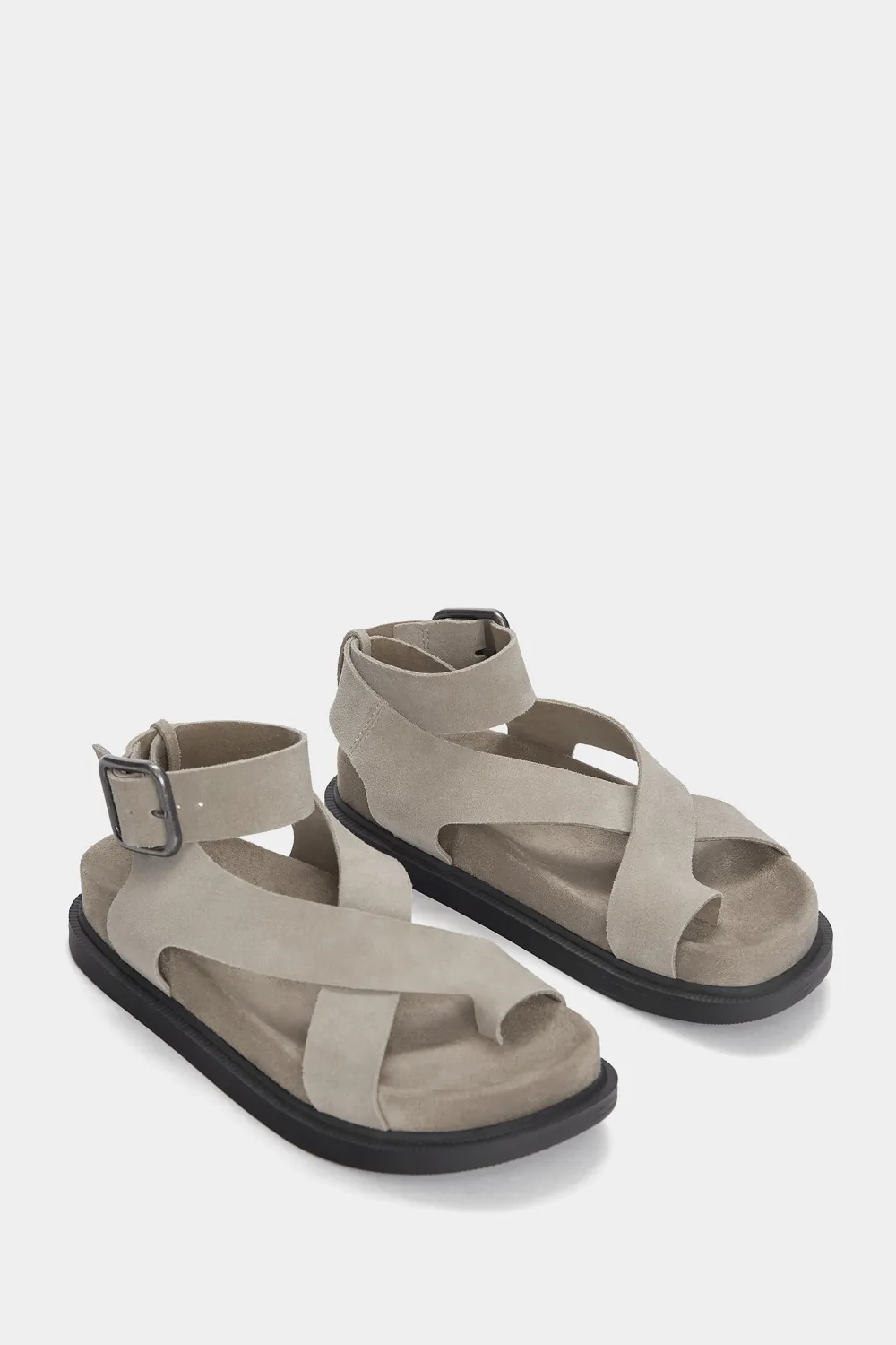Sandalias planas tiras piel