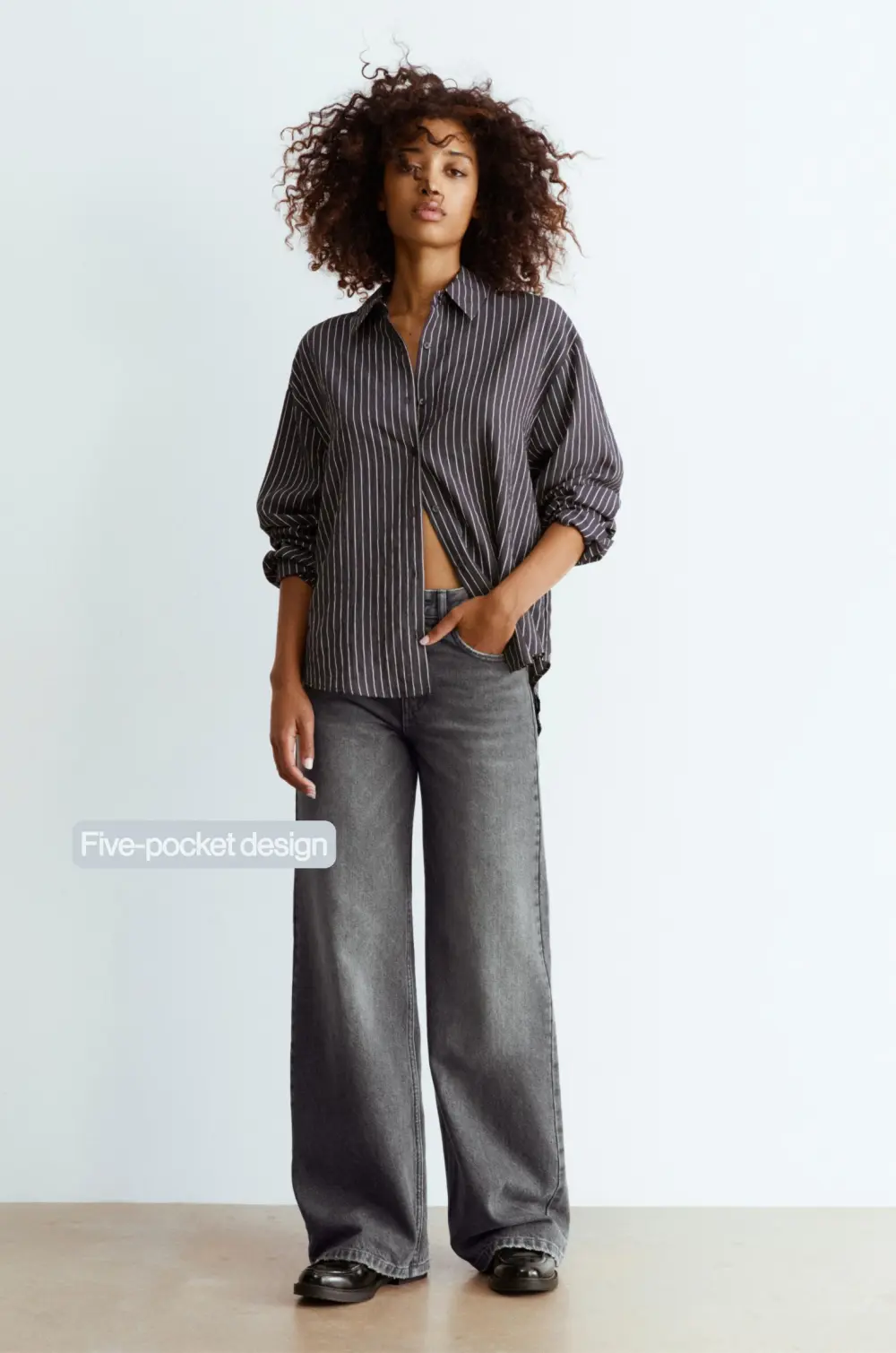 Jeans wide leg tiro alto