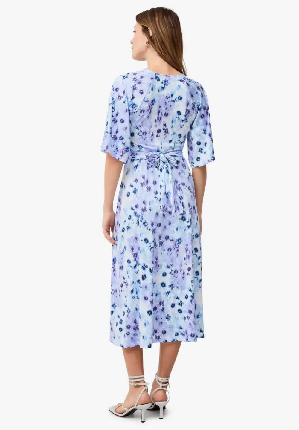 Knit Midi Dress With Surplice Neckline & Waist Tie