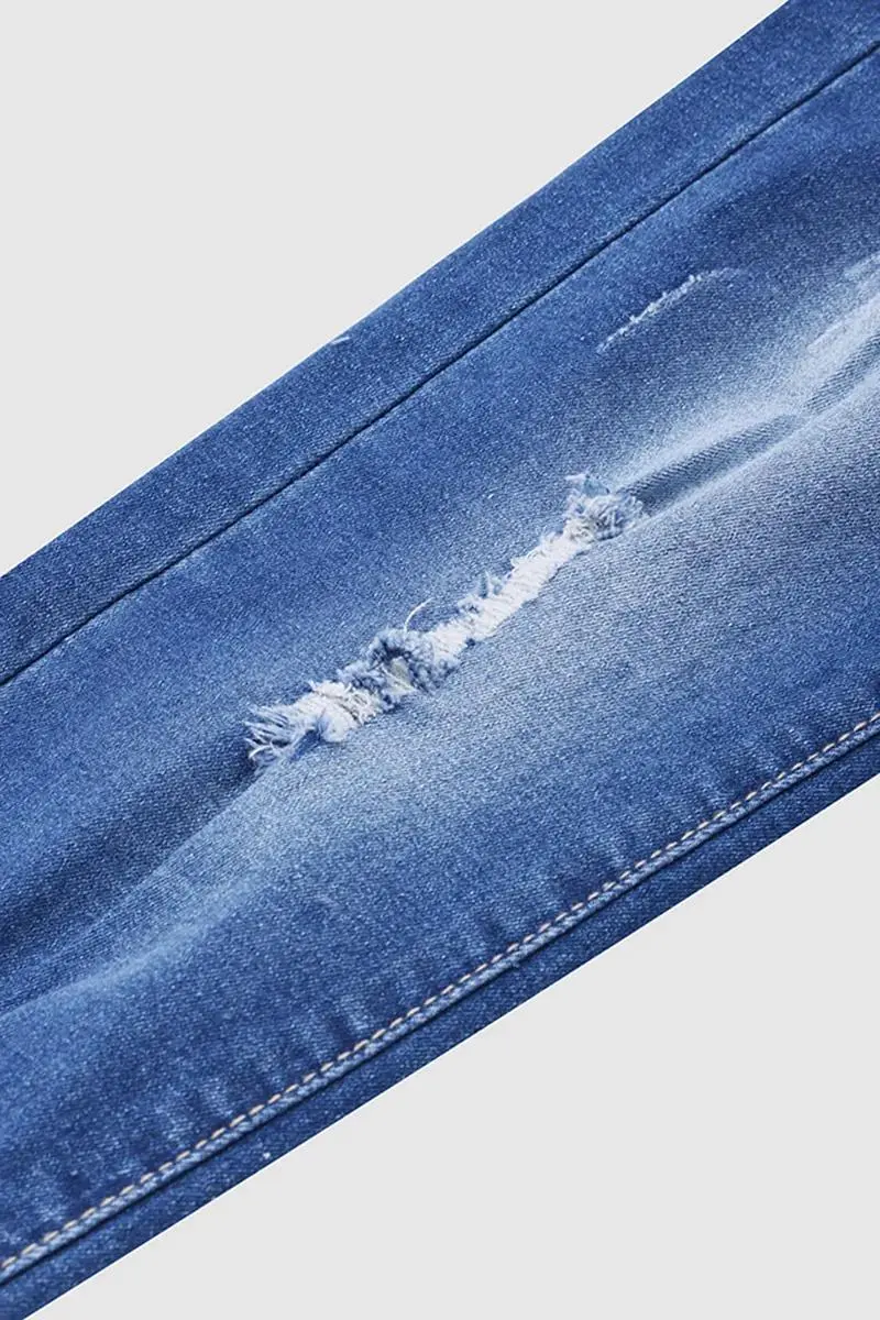 Ripped Button Up Wash Stretchy High Waist Skinny Jeans
