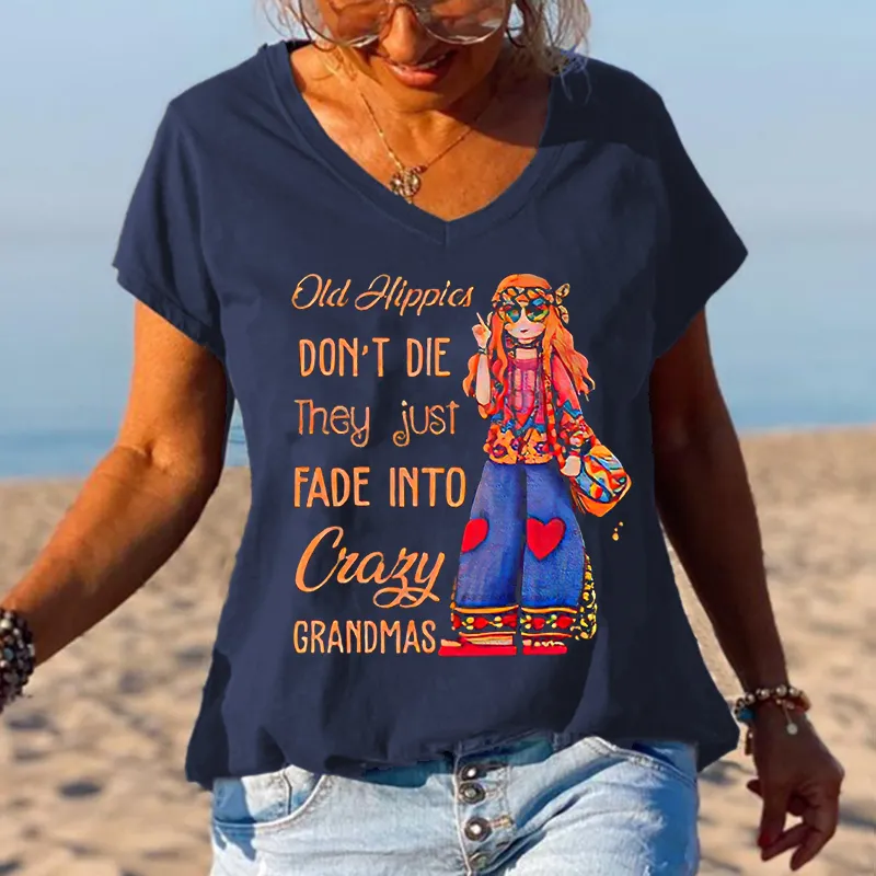 Old Hippies Don't Die Creative Printed Graphic Tees
