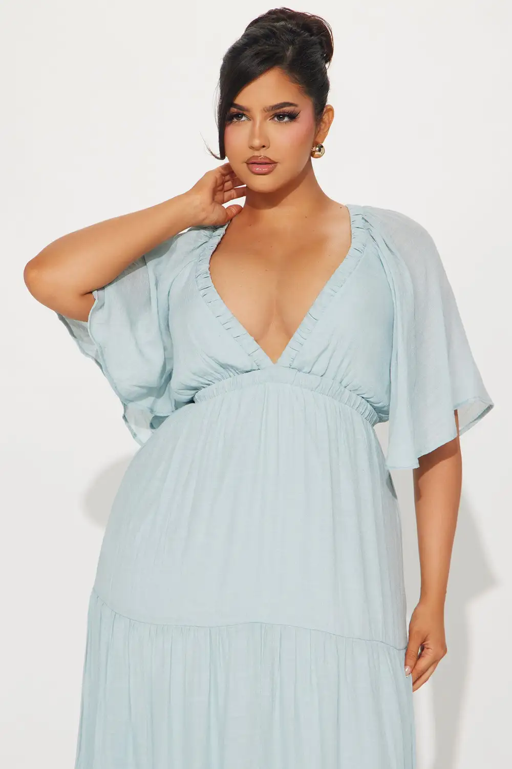 Elena Ruffle Maxi Dress - Light Blue