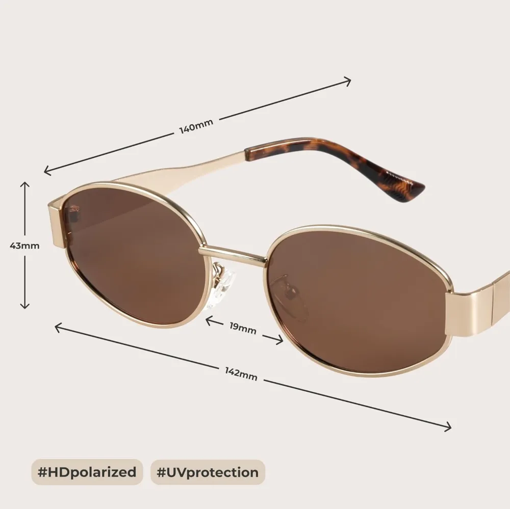 livho 2025 Trendy Oval Sunglasses - Stylish Polarized Shades for Everyday - Retro Metal Frames, Gold/Silver/Black