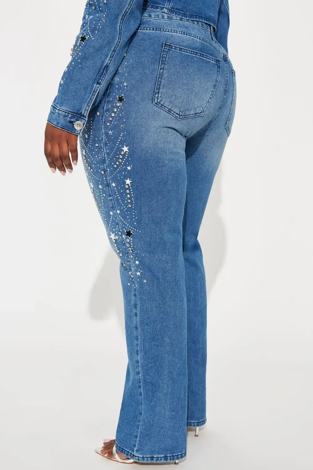 Starstruck Embellished Straight Leg Jeans - Medium Wash
