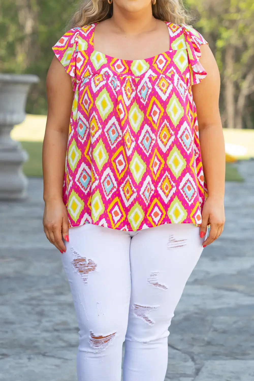 Visions In My Eyes Top, Hot Pink