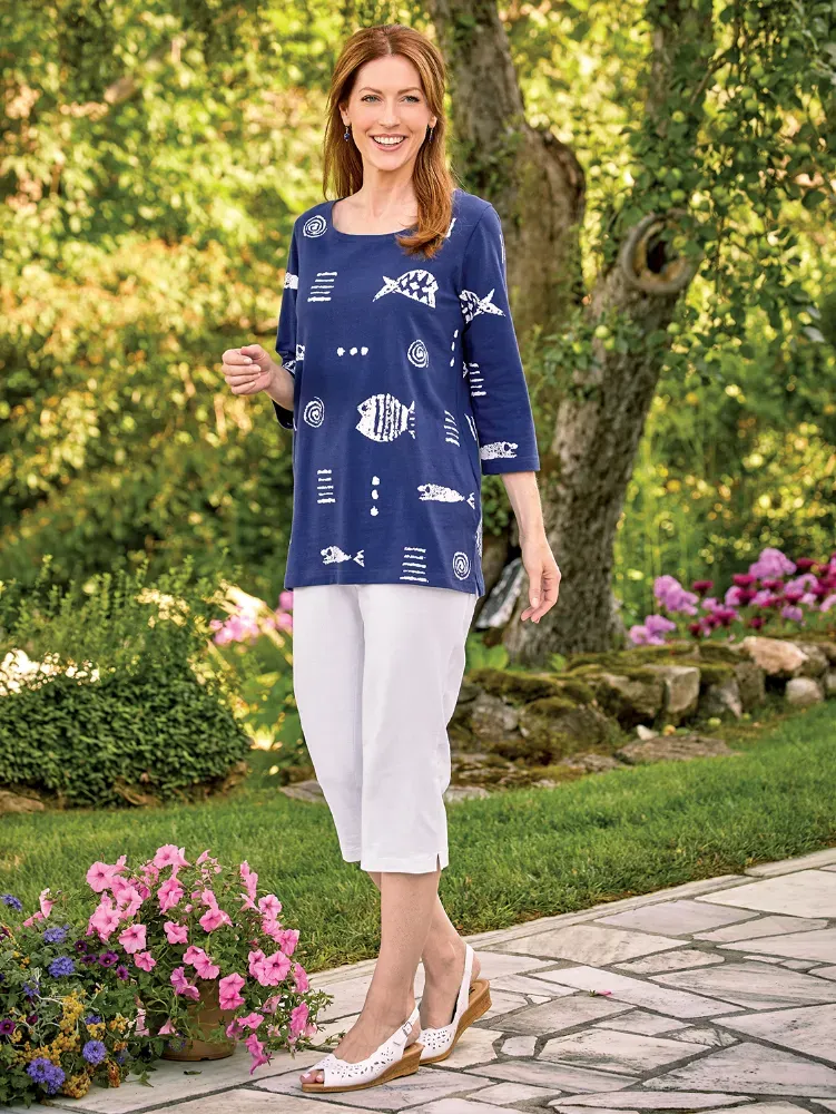 M.MAC Rock Fish Cotton Knit Scoop-Neck Tunic