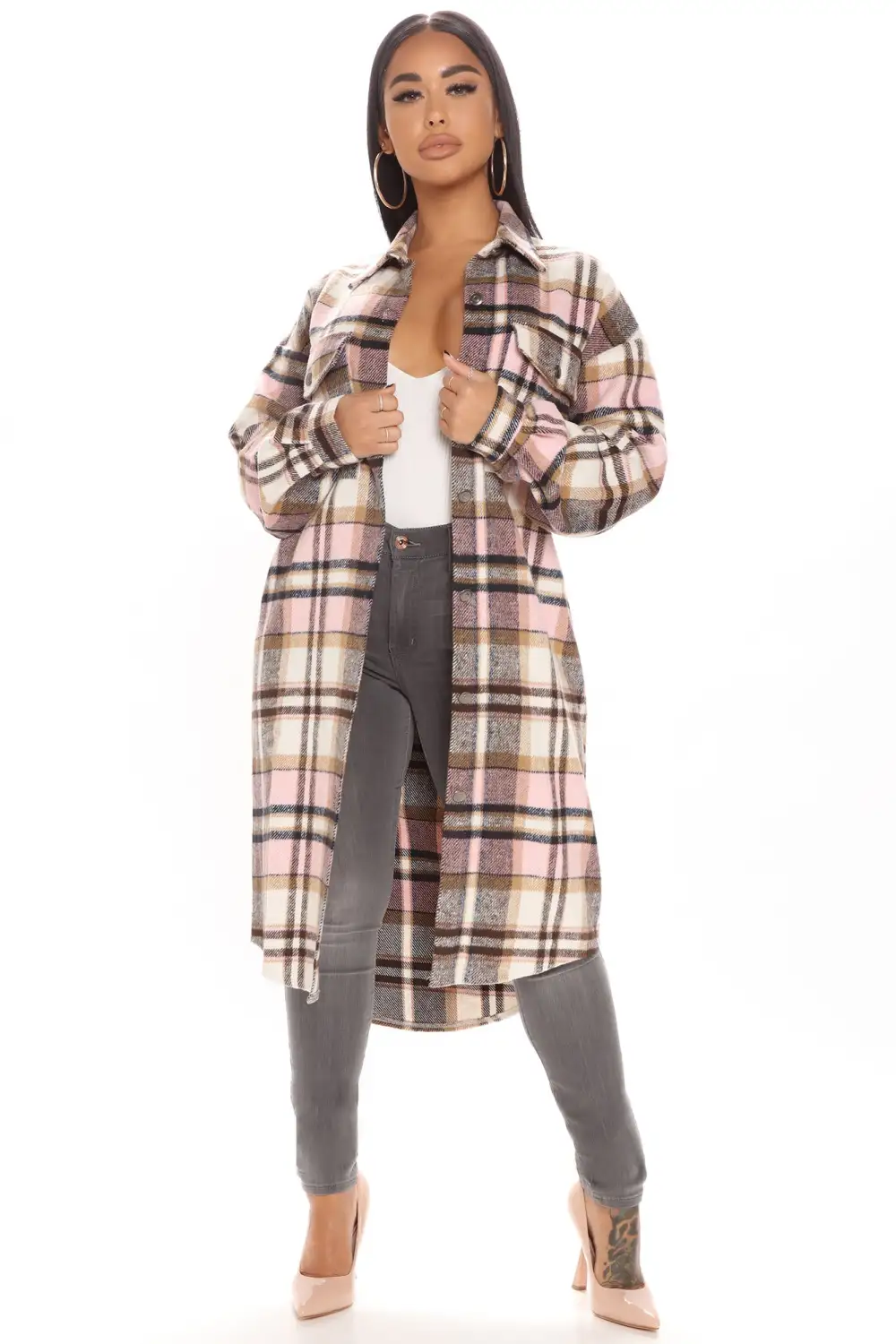 Plaid Girls Club Shacket - Pink/combo
