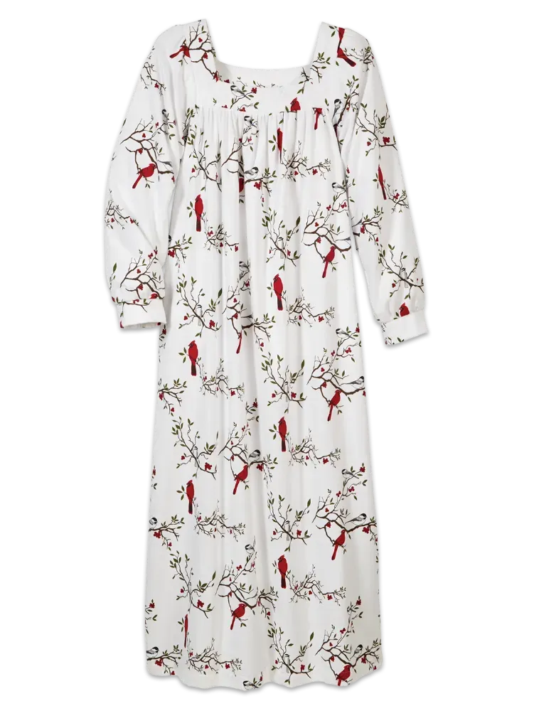 Portuguese Cotton Flannel Square-Neck Nightgown