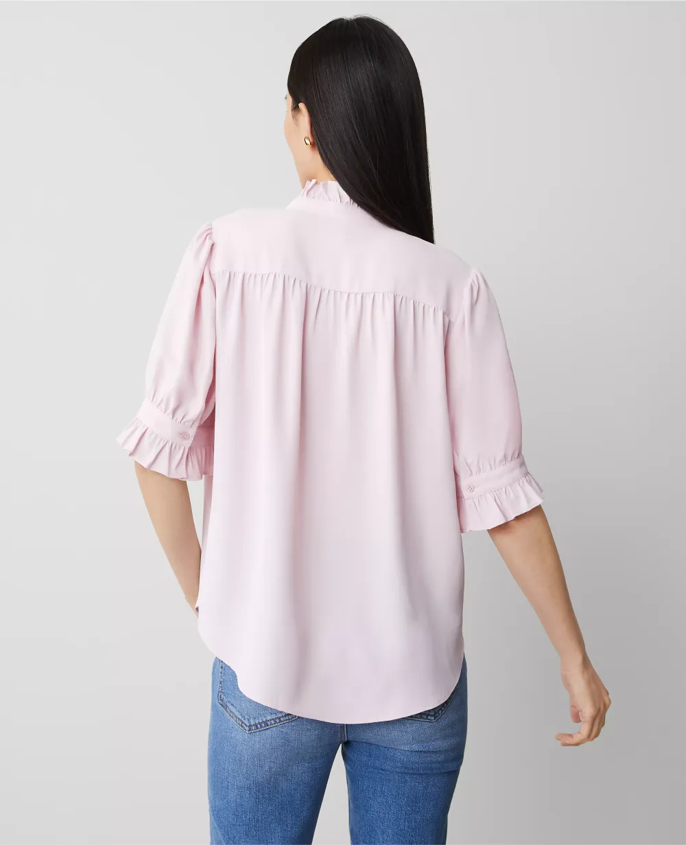 Silky Ruffle Collar Blouse