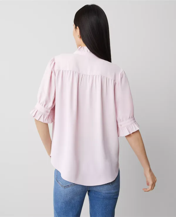 Silky Ruffle Collar Blouse