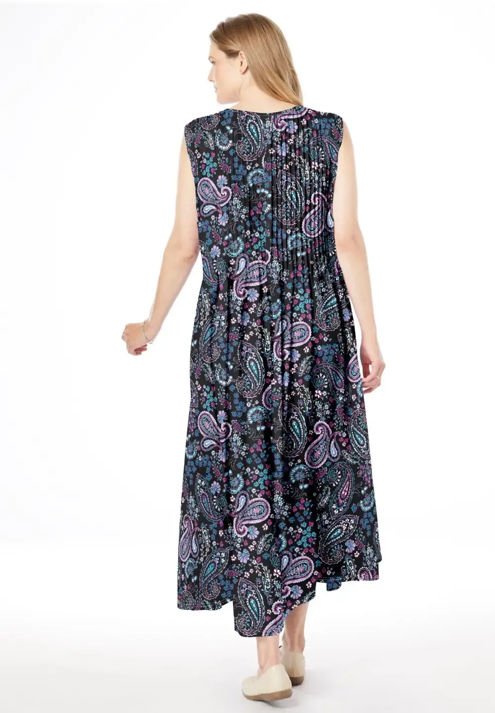 Pintucked Sleeveless Dress