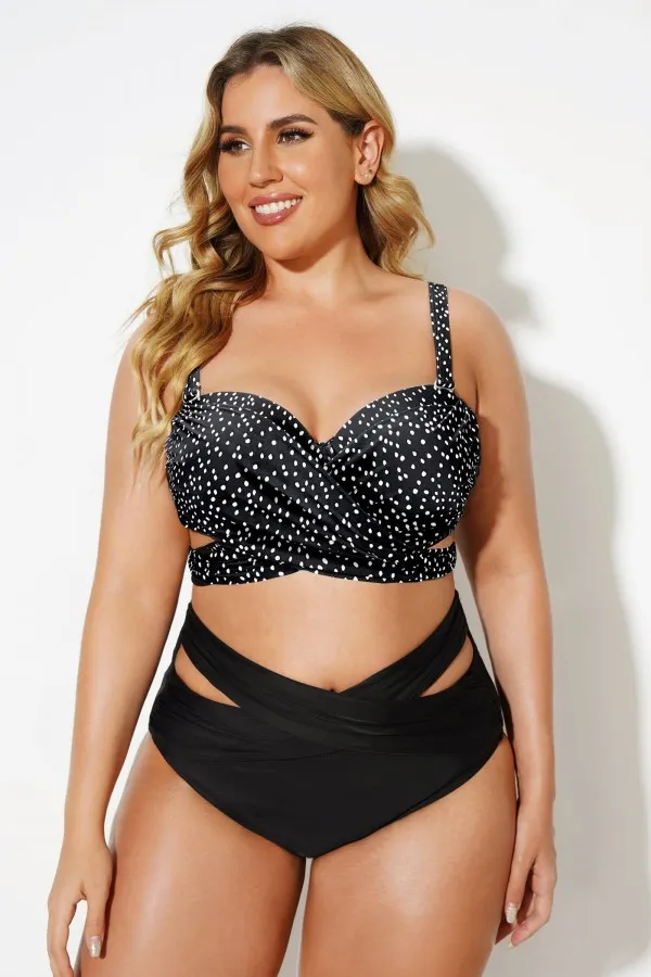 Black & White Polka Dots Underwire Bikini Top