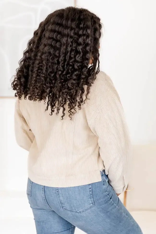 Need A Reason Stone Corded Raw Hem Jacket