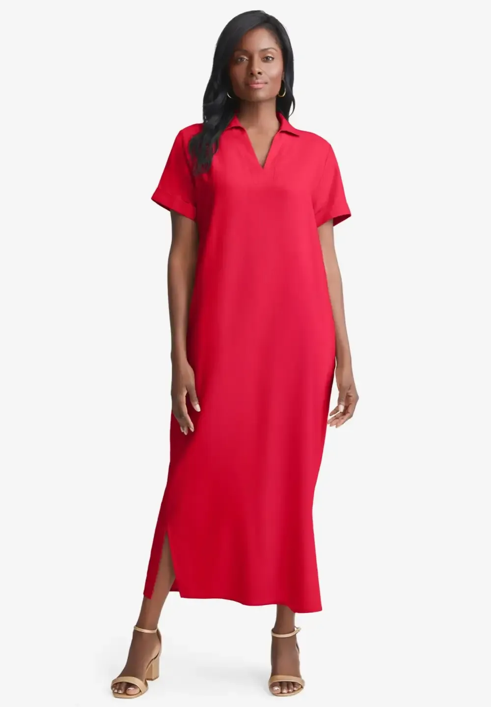 Linen Short Sleeve Maxi Dress