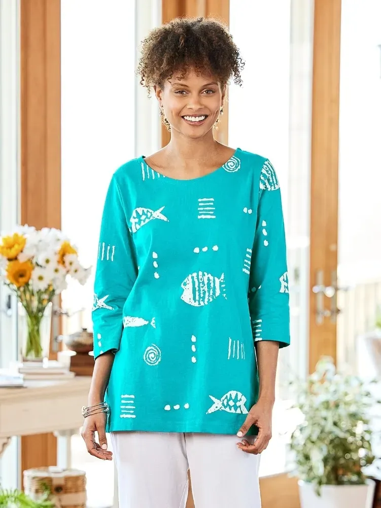 M.MAC Rock Fish Cotton Knit Scoop-Neck Tunic