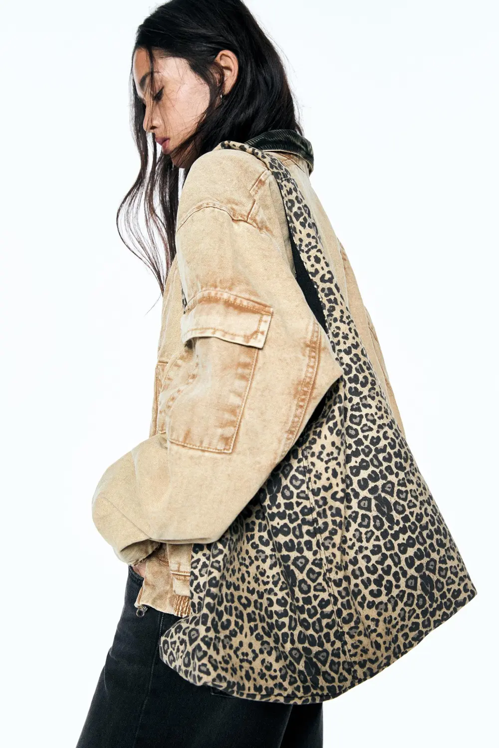 Bolso shopper canvas animal print