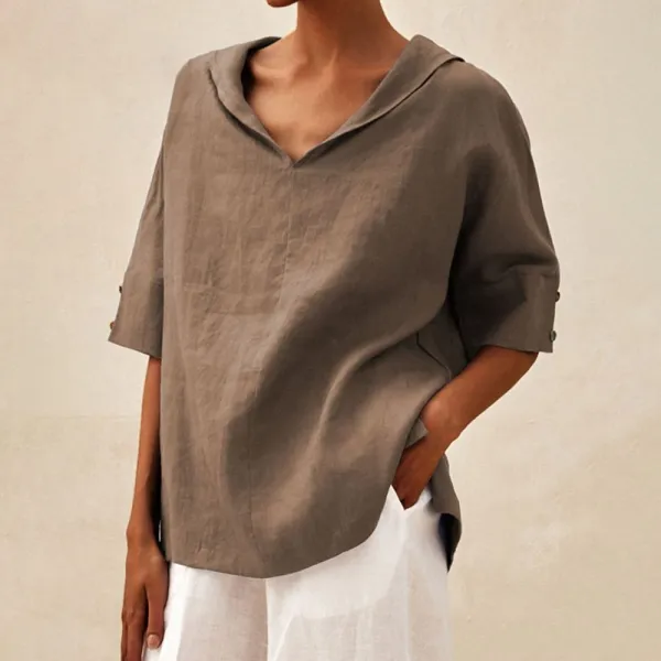 Women's Casual Linen V-Neck Shirt