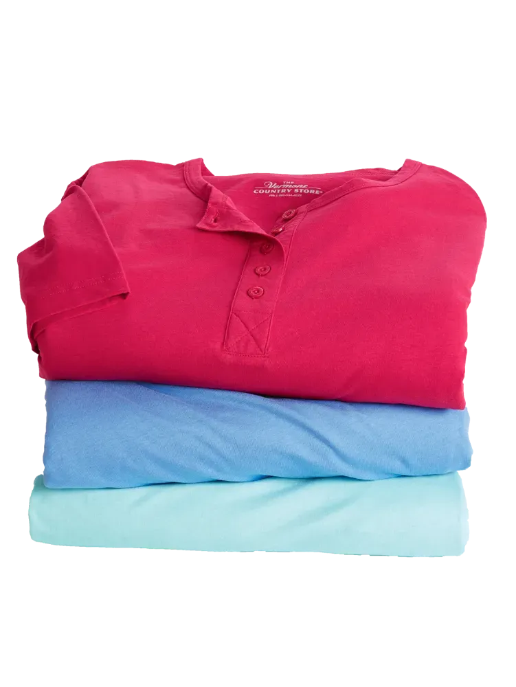 Comfort Knit Solid Color Cotton Short-Sleeve Long Nightgown