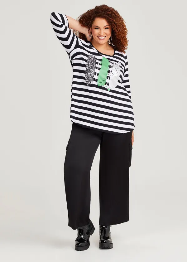 Natural Stripe Metallic Top