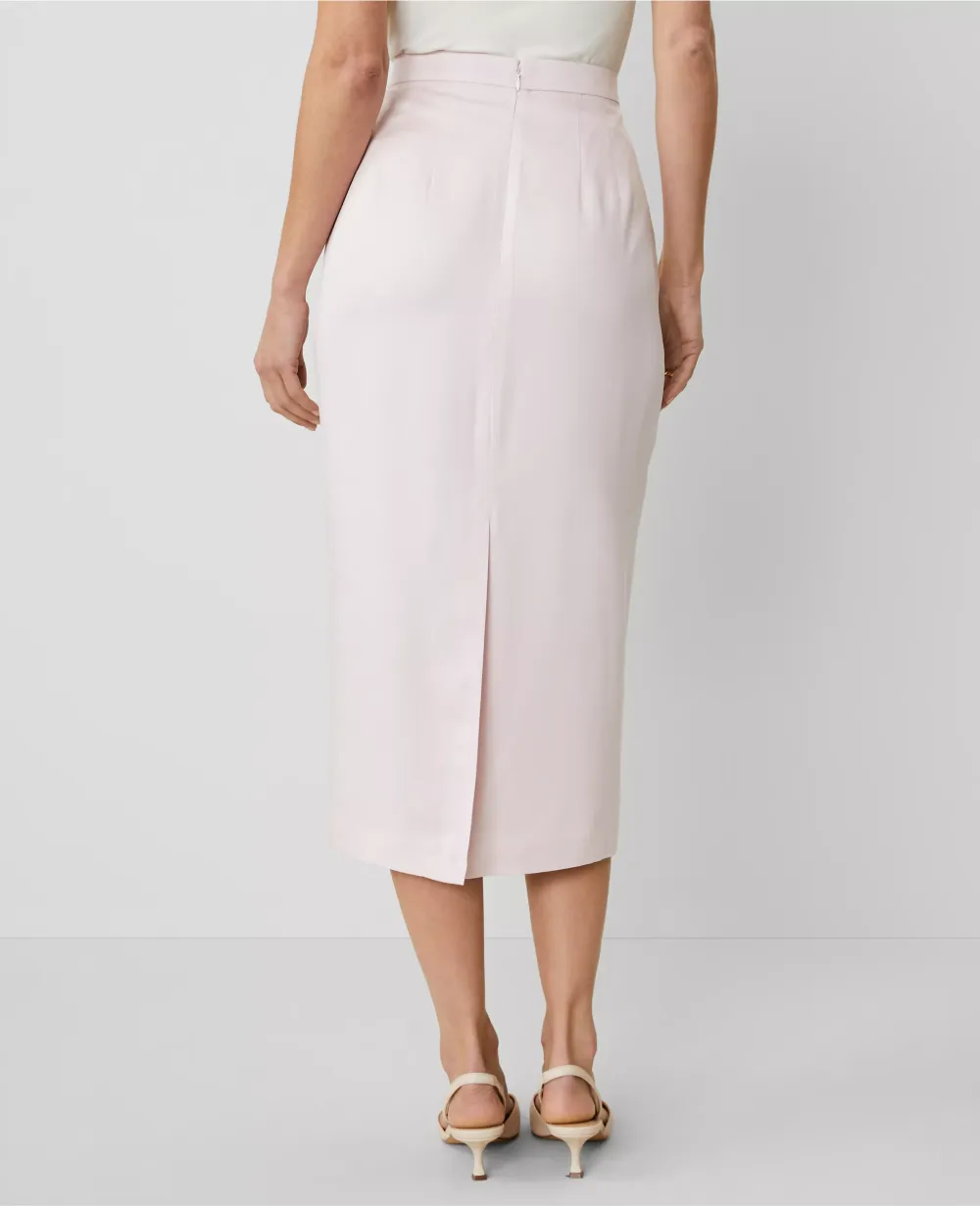 Sateen Column Midi Skirt
