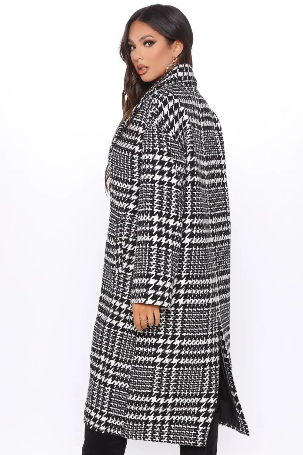 Deeper Love Houndstooth Coat - Black/White