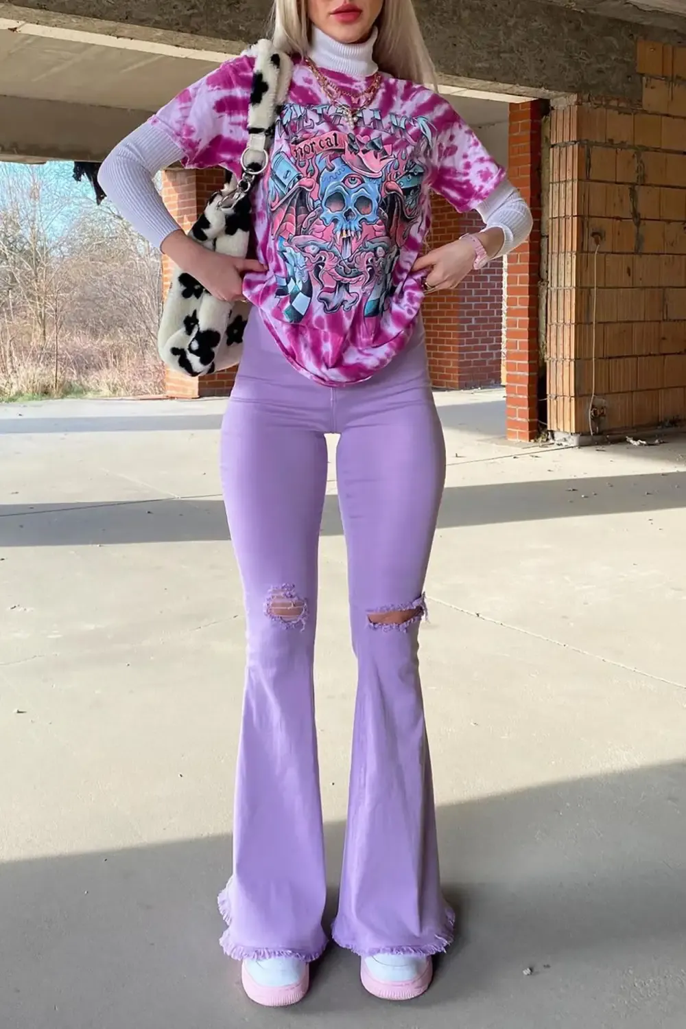 Mystery Solved Extreme Bell Bottom Jeans - Lavender