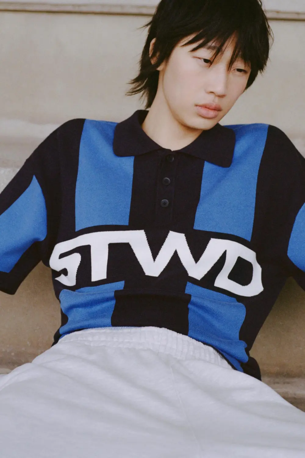 Striped STWD knit polo shirt