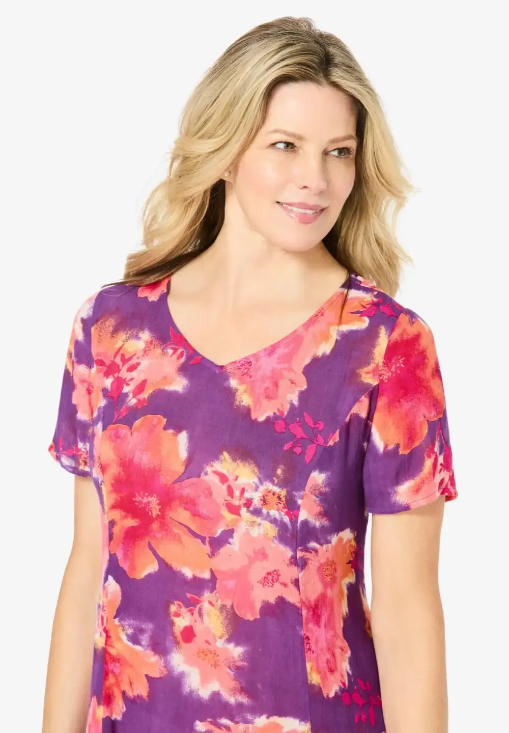 Short-Sleeve Crinkle Dress