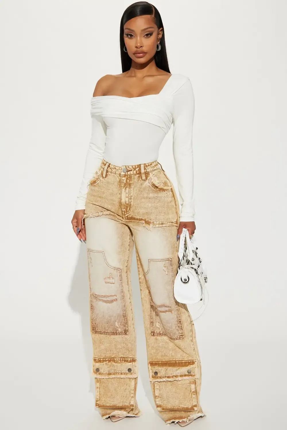 Ultimatum Utility Baggy Straight Leg Jeans - Brown