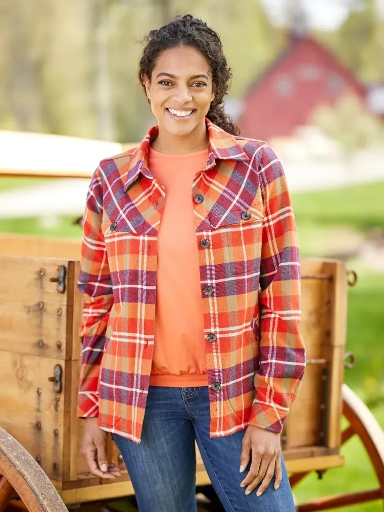 Women's Plaid Flannel Shirt Jacket